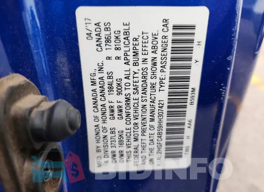 2HGFC4B59HH307421 Photo# 12
