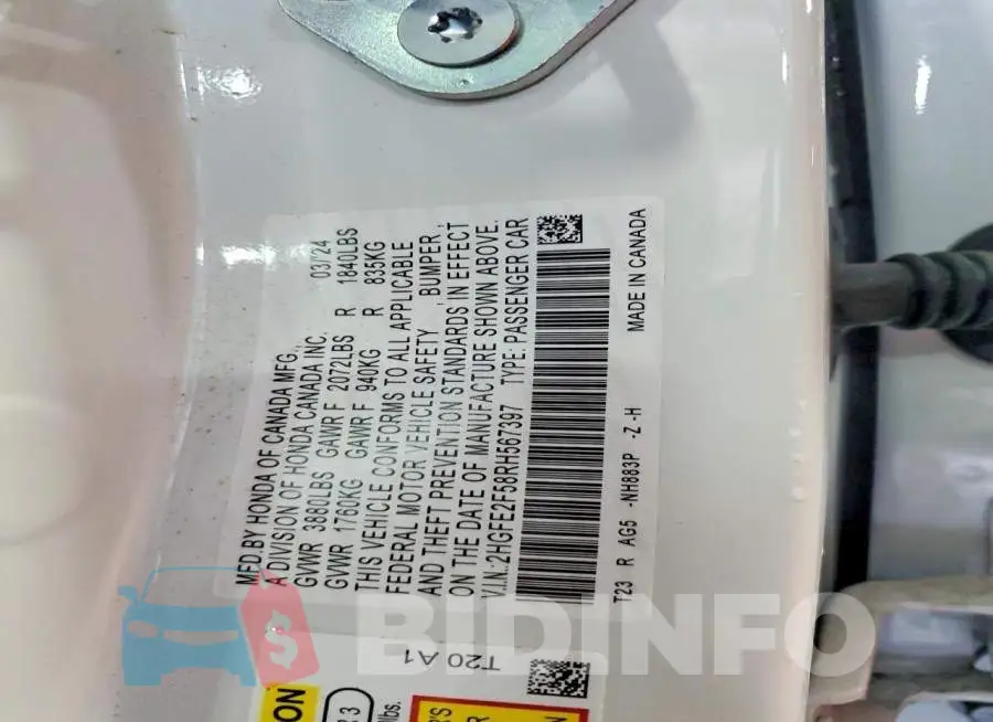 2HGFE2F58RH567397 Photo# 12