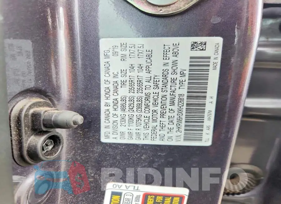 2HKRW6H3XKH226818 Photo# 13
