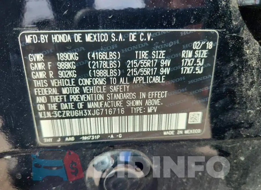 3CZRU6H3XJG716716 Photo# 12