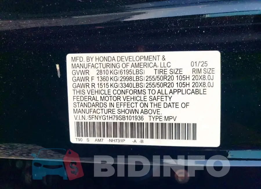5FNYG1H79SB101936 Photo# 13