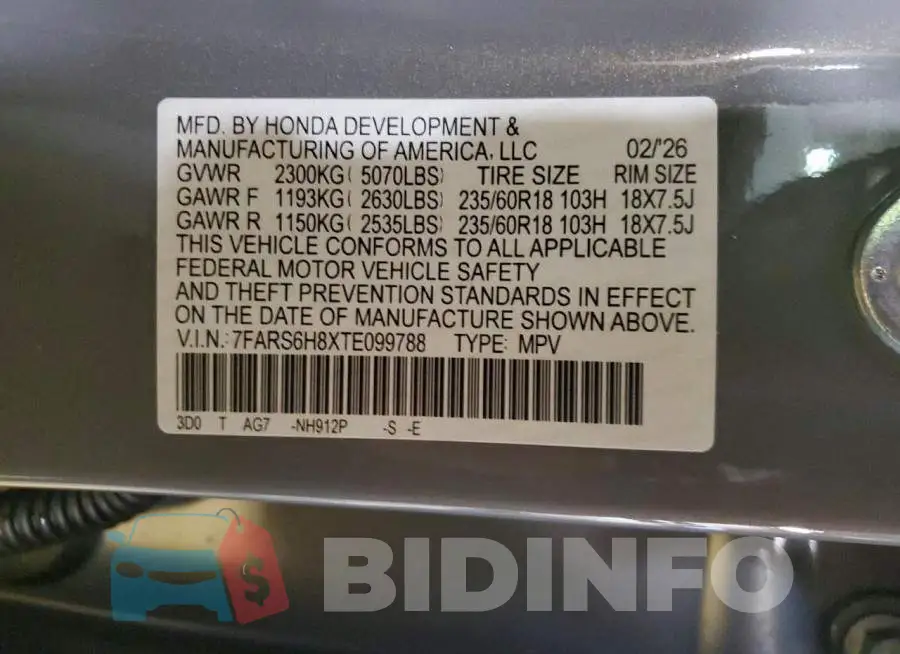 7FARS6H8XTE099788 Photo# 13
