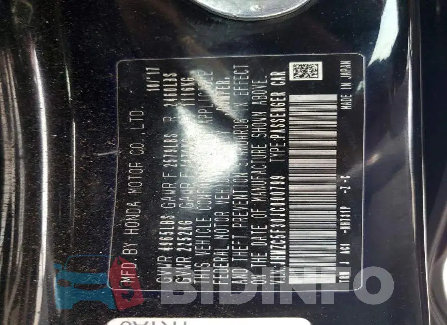 JHMZC5F30JC000799 Photo# 12