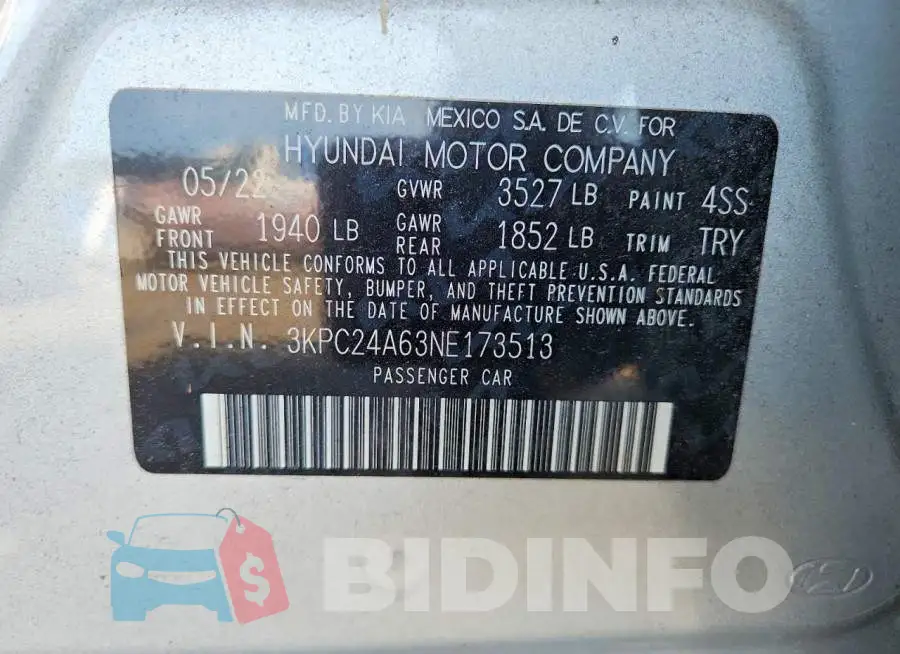 3KPC24A63NE173513 Photo# 12