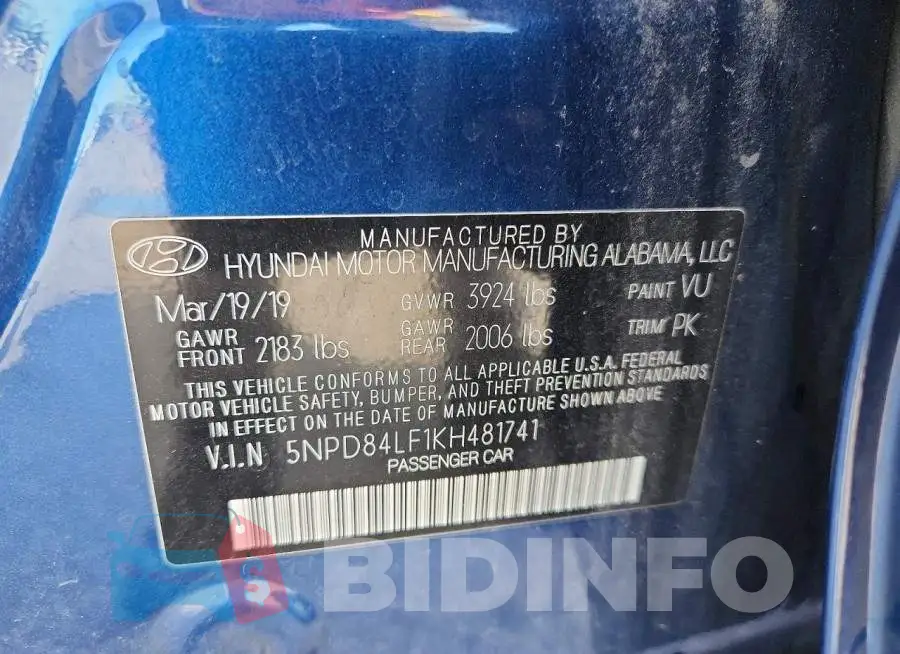 5NPD84LF1KH481741 Photo# 12