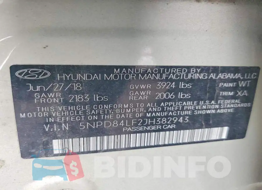 5NPD84LF2JH382943 Photo# 12