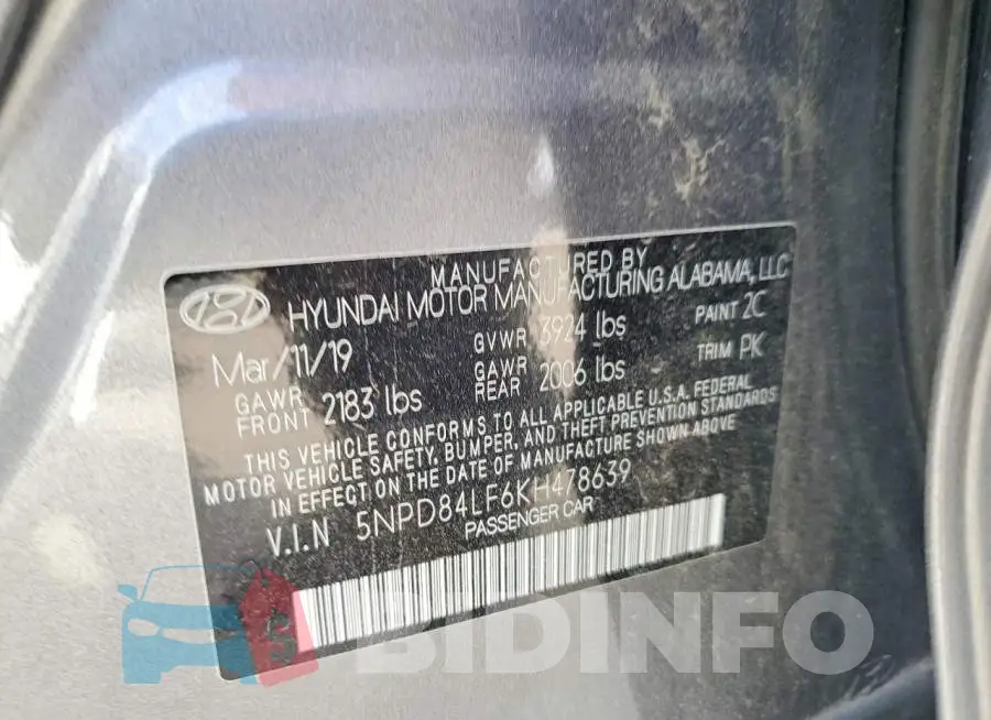 5NPD84LF6KH478639 Photo# 13