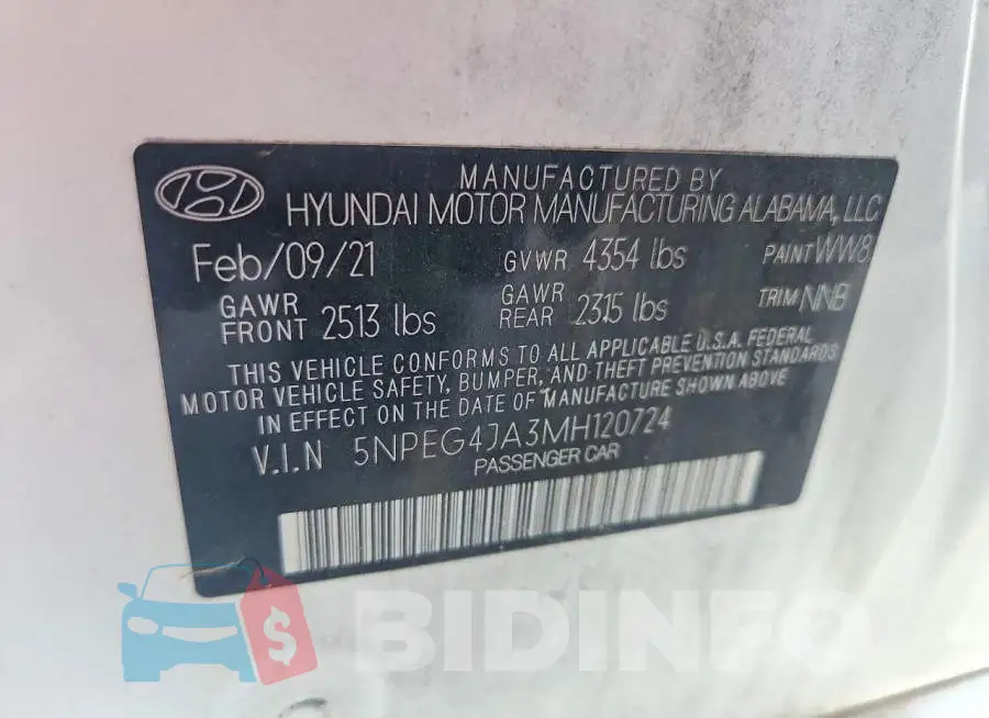 5NPEG4JA3MH120724 Photo# 12