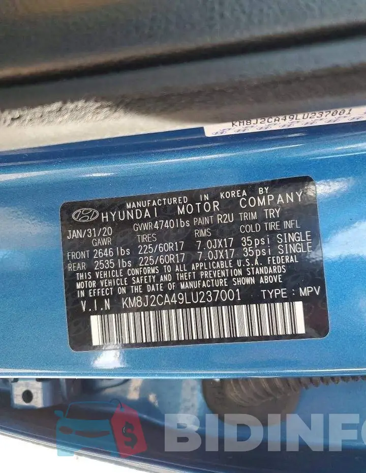 KM8J2CA49LU237001 Photo# 14