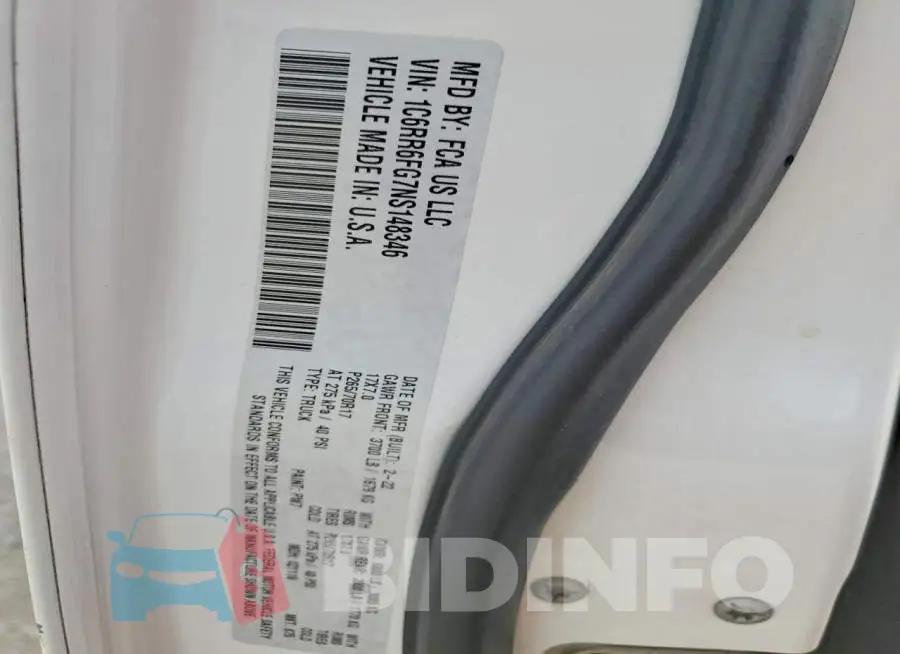 1C6RR6FG7NS148346 Photo# 12