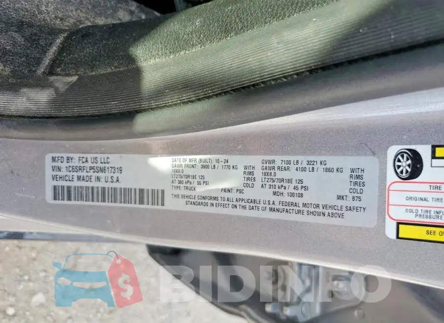 1C6SRFLP5SN617319 Photo# 12