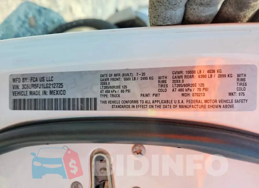 3C6UR5FJ1LG212725 Photo# 12