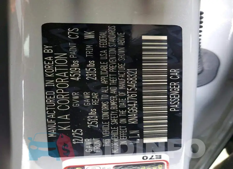 KNAG64J76T5468321 Photo# 12