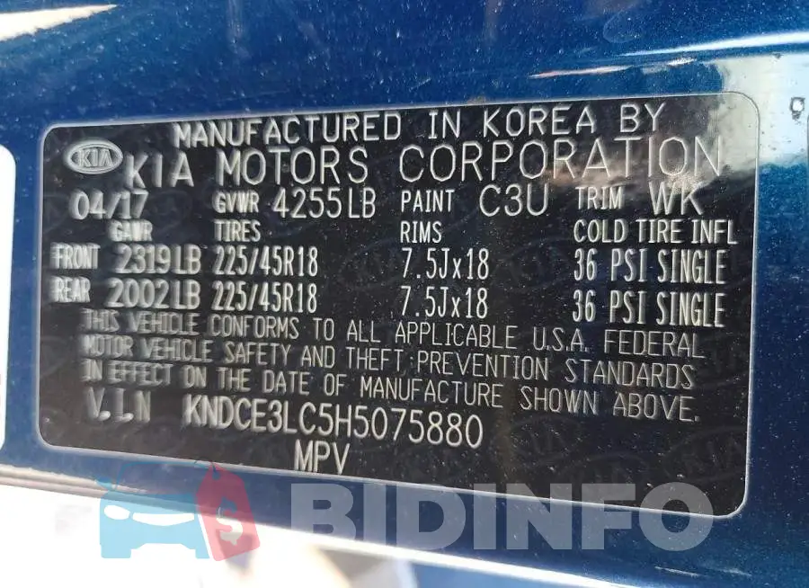 KNDCE3LC5H5075880 Photo# 13