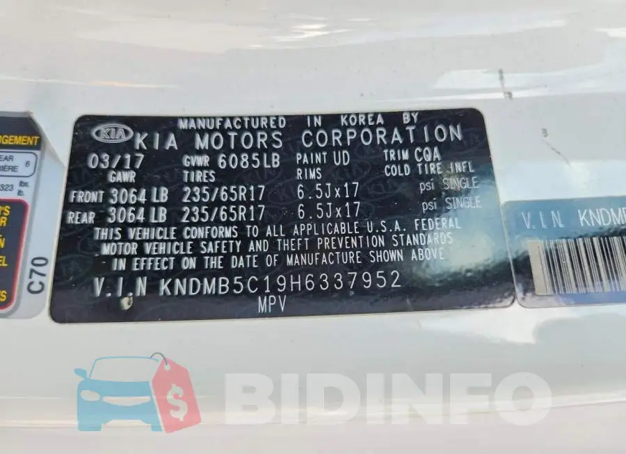 KNDMB5C19H6337952 Photo# 13