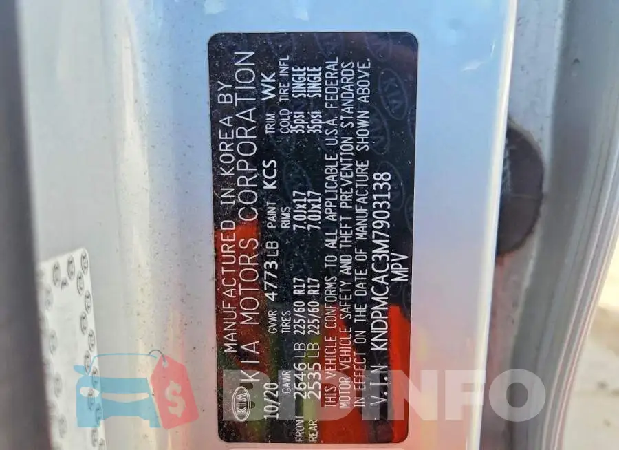 KNDPMCAC3M7903138 Photo# 12