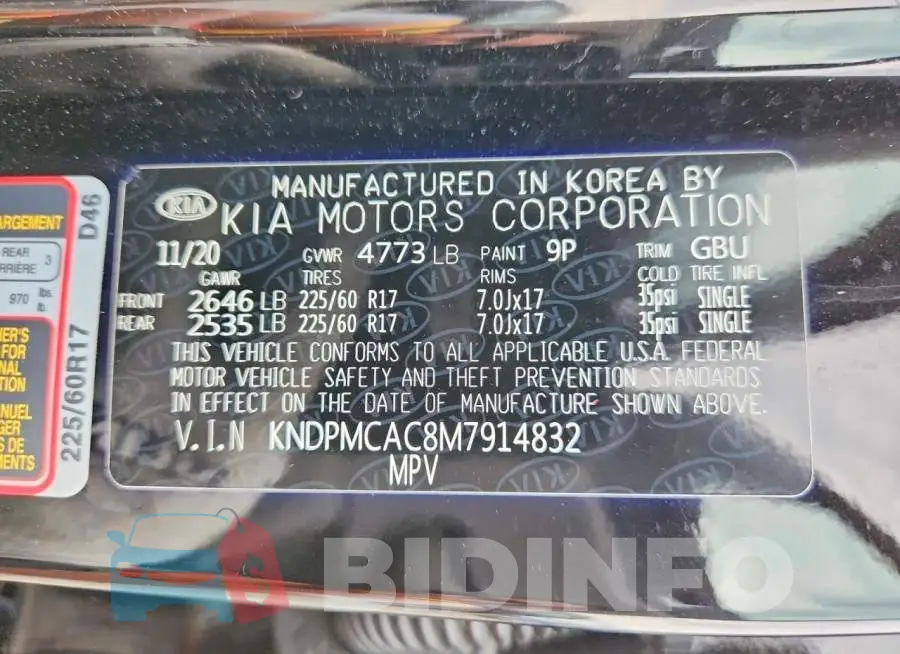 KNDPMCAC8M7914832 Photo# 13