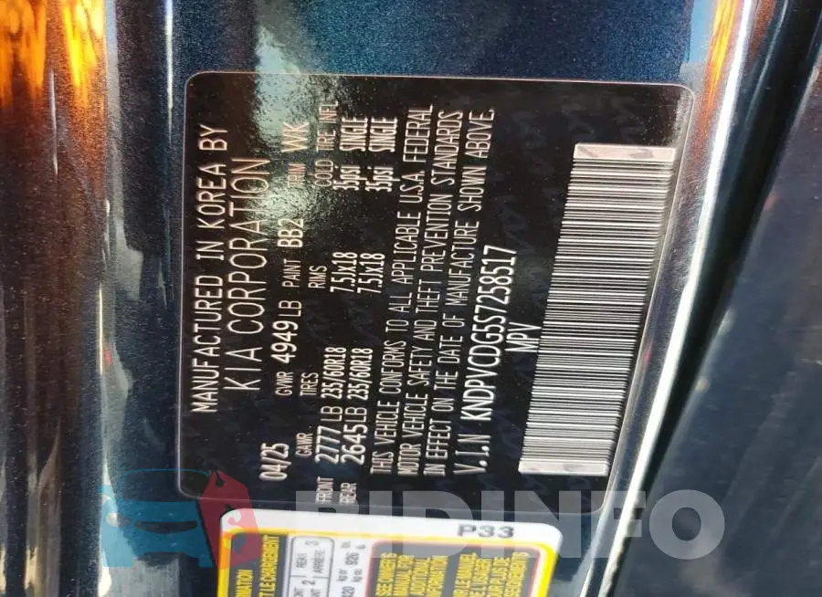 KNDPVCDG5S7258517 Photo# 13