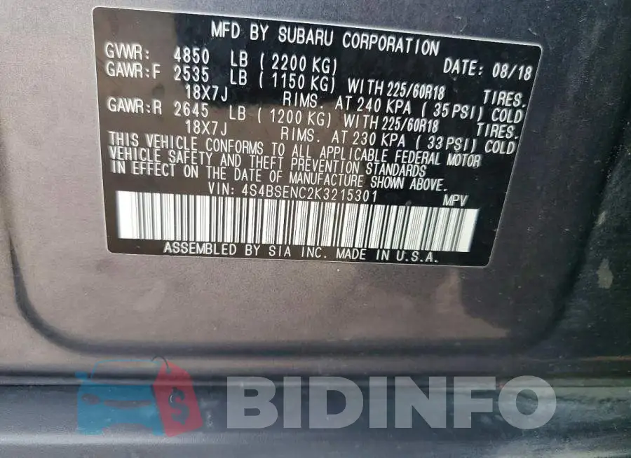 4S4BSENC2K3215301 Photo# 13
