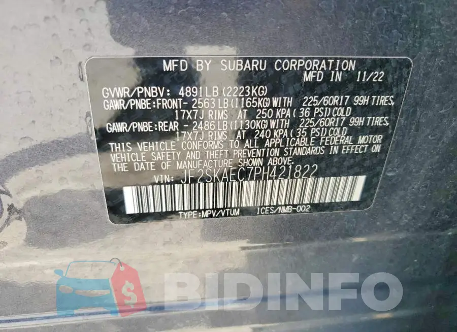 JF2SKAEC7PH421822 Photo# 13
