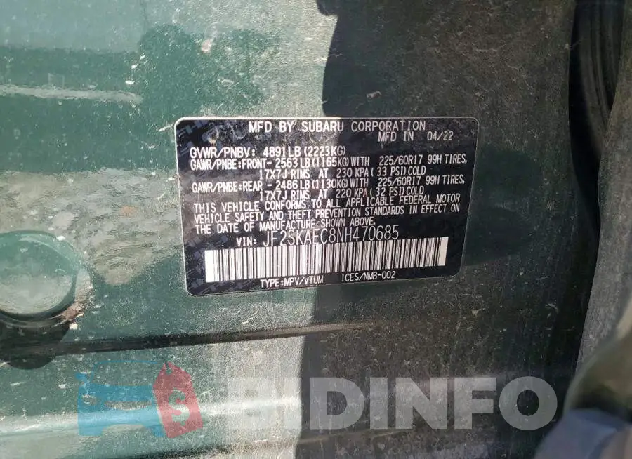 JF2SKAEC8NH470685 Photo# 13