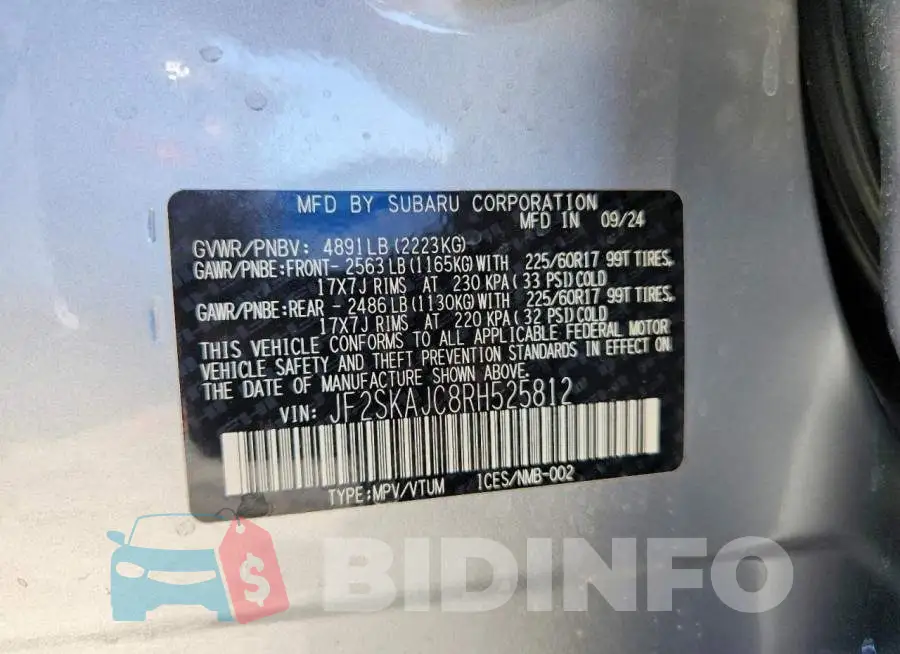 JF2SKAJC8RH525812 Photo# 14