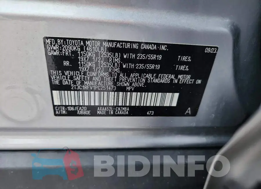 2T3C1RFV1PC251473 Photo# 13