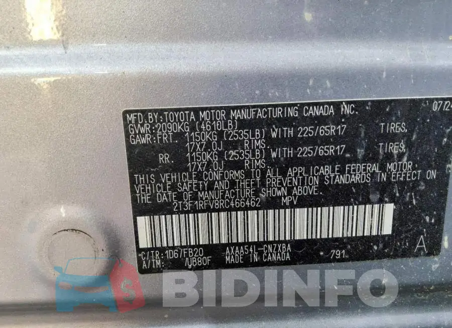 2T3F1RFV8RC466462 Photo# 13