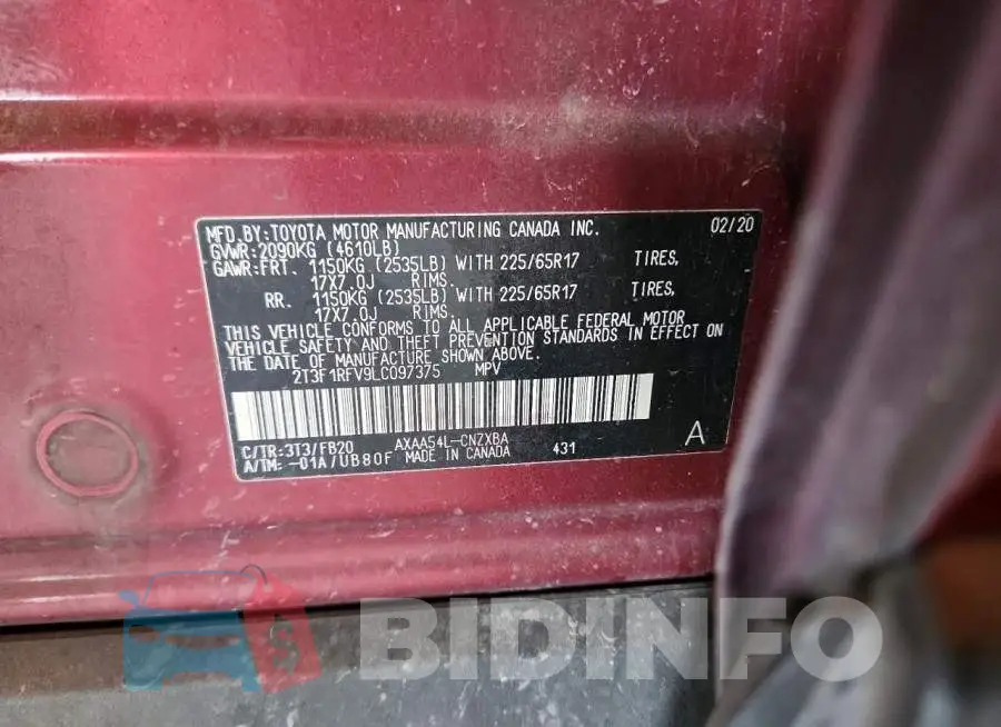 2T3F1RFV9LC097375 Photo# 13