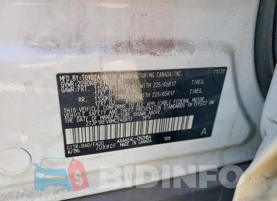 2T3P1RFV8MC246817 Photo# 13