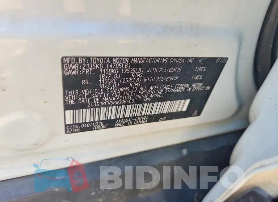 2T3S1RFV6PW386460 Photo# 13