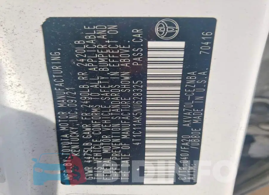 4T1C11AK5NU628325 Photo# 13