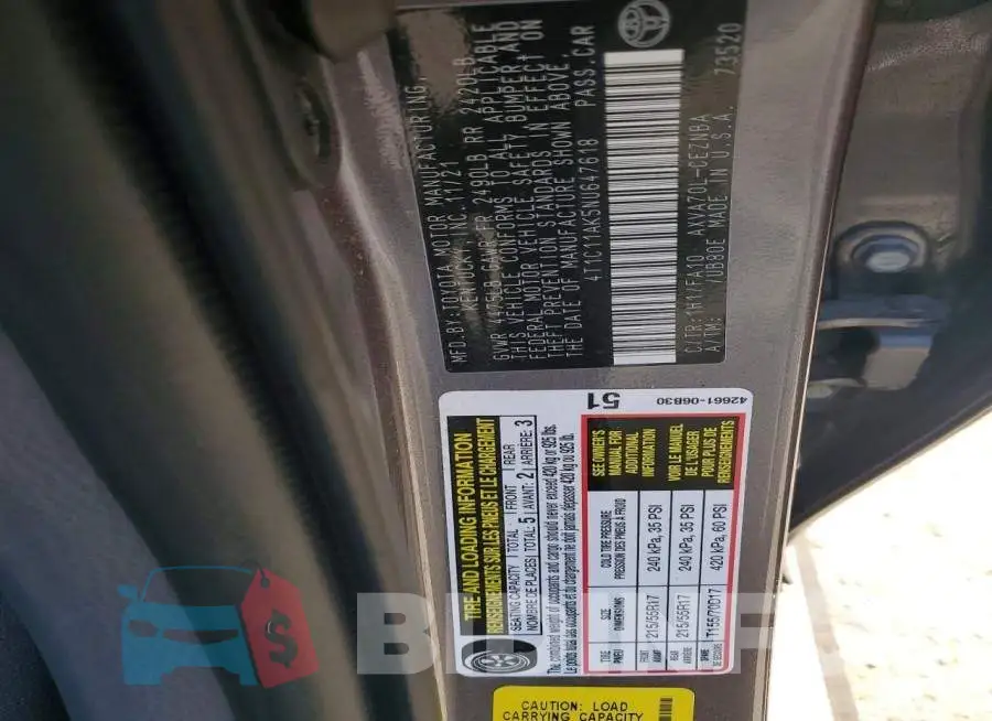 4T1C11AK5NU647618 Photo# 12