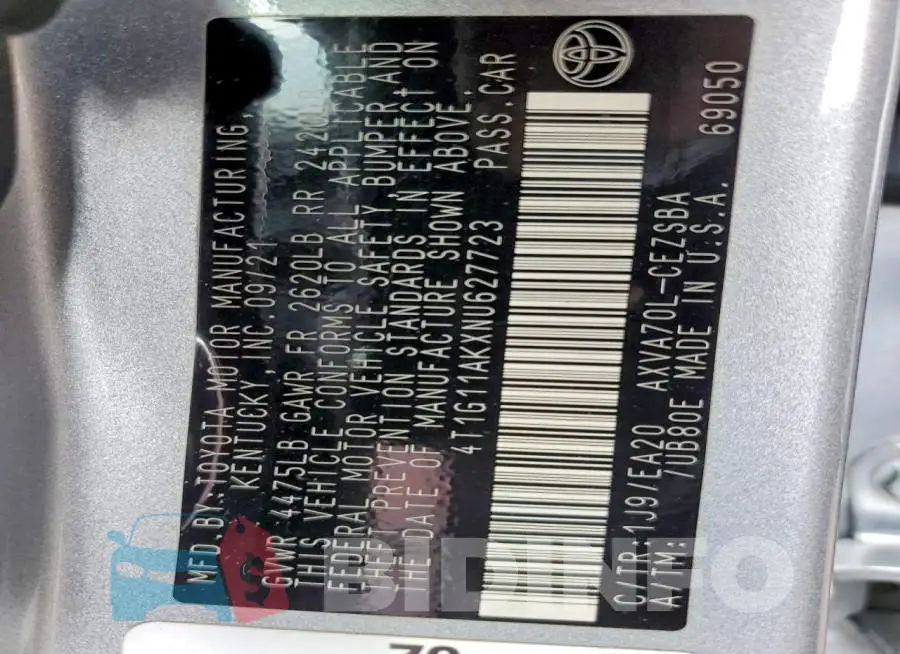 4T1G11AKXNU627723 Photo# 12
