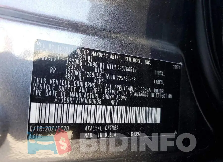 4T3E6RFV1MU060608 Photo# 12