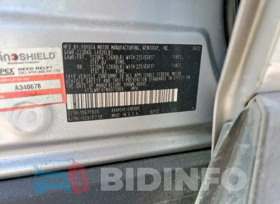 4T3LWRFV7NU071069 Photo# 12