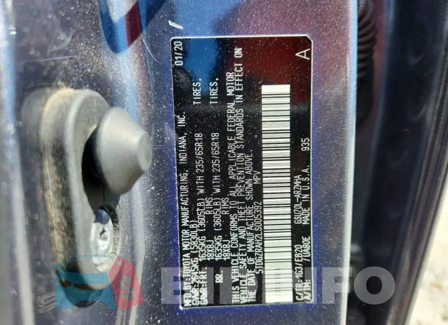 5TDGZRAH2LS005392 Photo# 13
