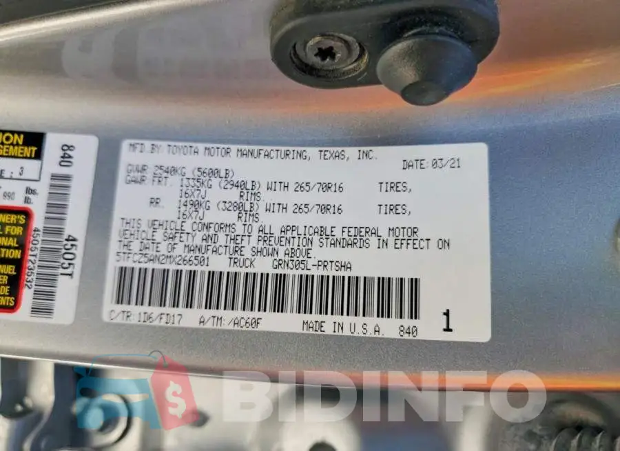 5TFCZ5AN2MX266501 Photo# 12