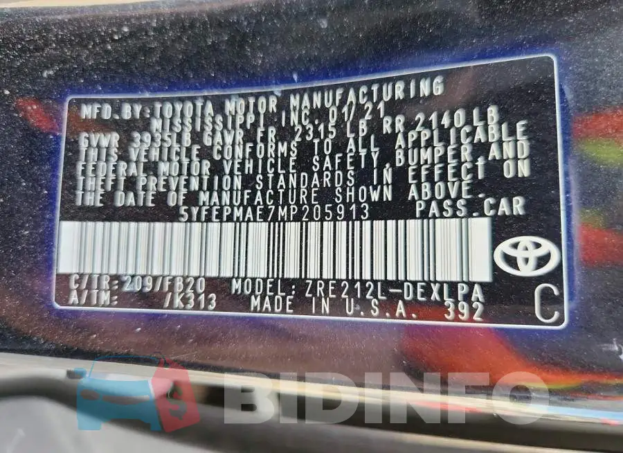 5YFEPMAE7MP205913 Photo# 12