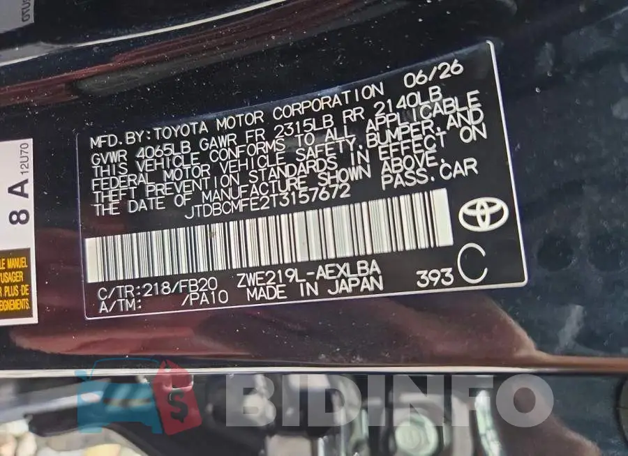 JTDBCMFE2T3157672 Photo# 12