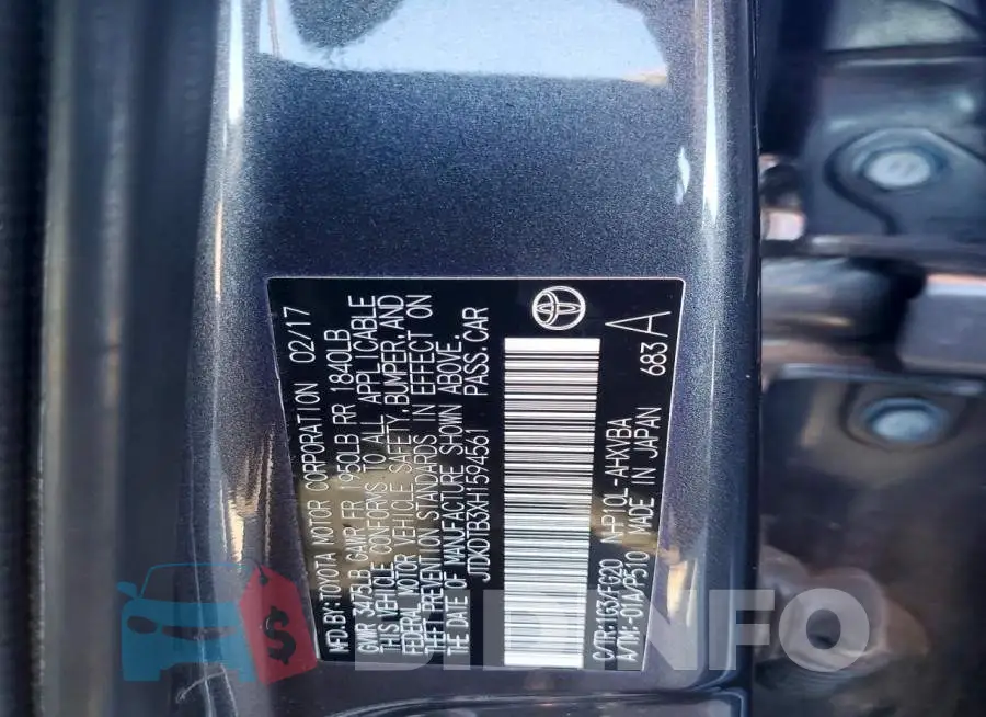 JTDKDTB3XH1594561 Photo# 13