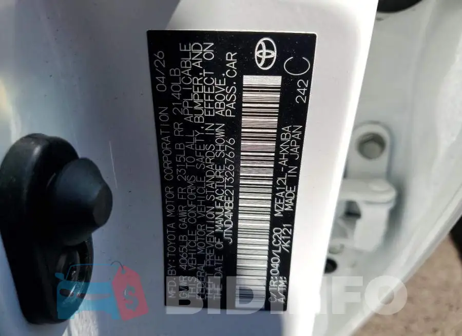 JTND4MBE2T3267676 Photo# 13