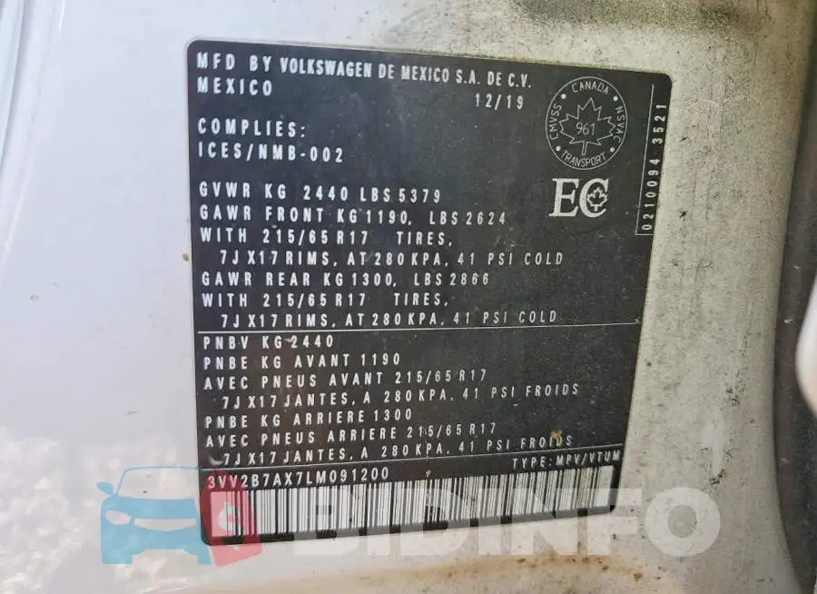 3VV2B7AX7LM091200 Photo# 13