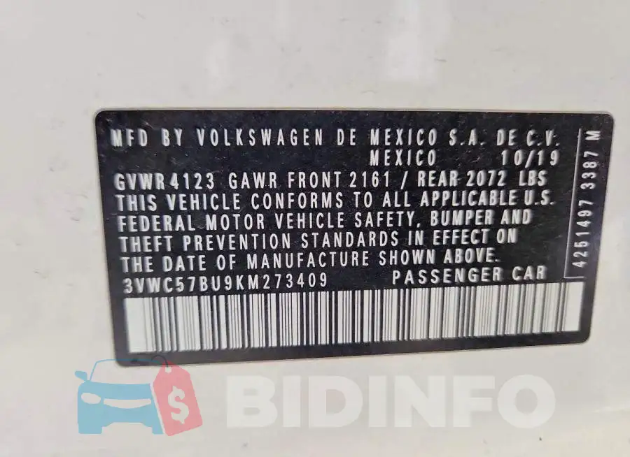 3VWC57BU9KM273409 Photo# 12