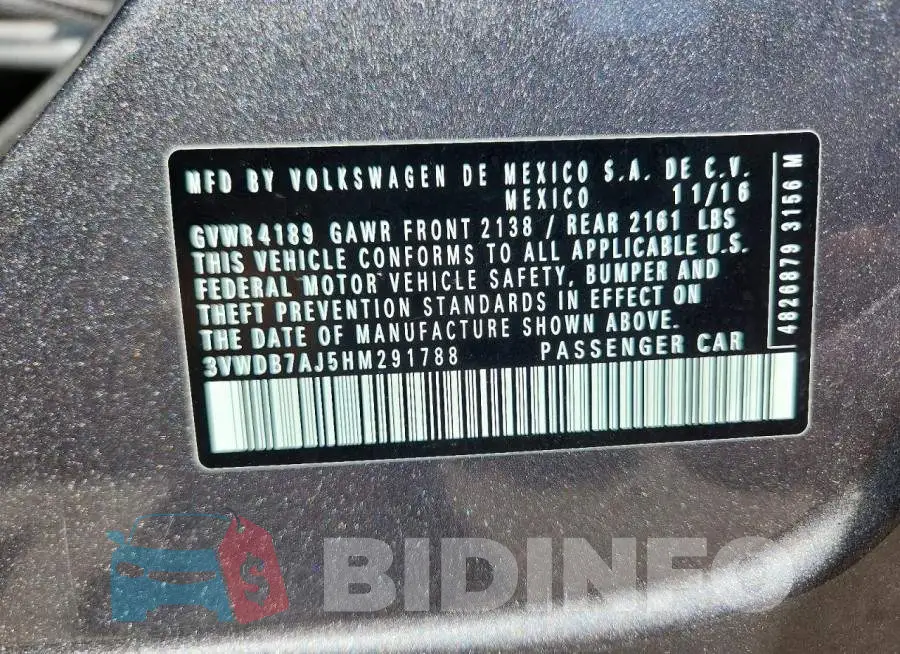 3VWDB7AJ5HM291788 Photo# 13
