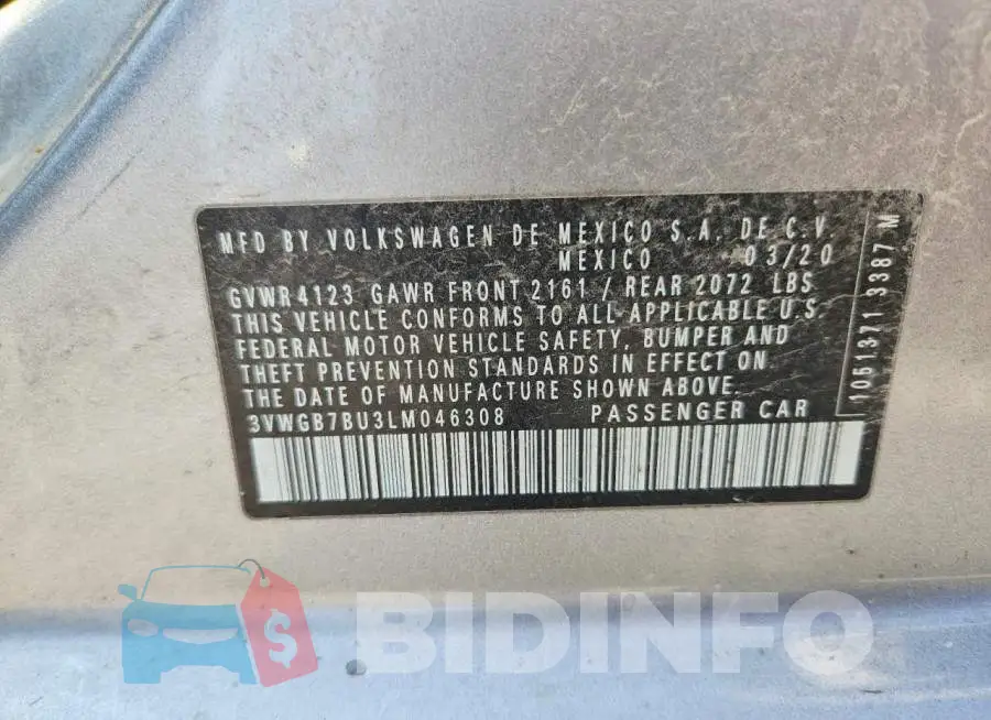 3VWGB7BU3LM046308 Photo# 12