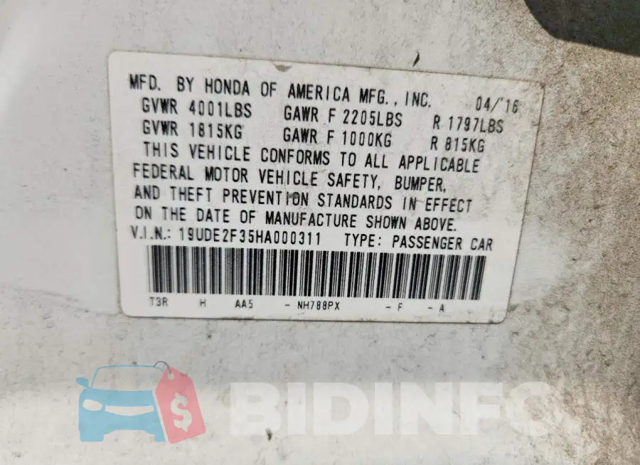 19UDE2F35HA000311 Photo# 13