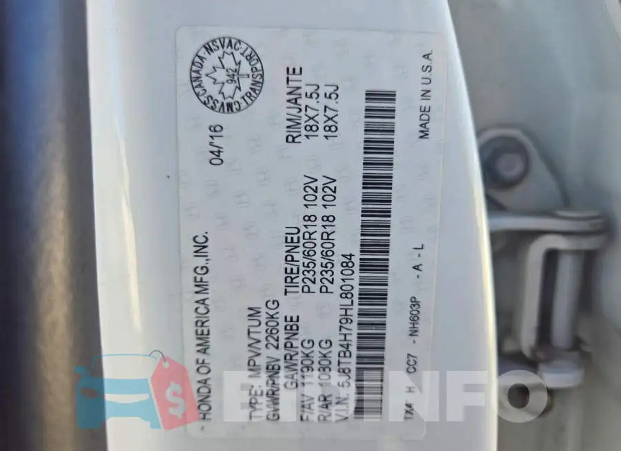 5J8TB4H79HL801084 Photo# 12