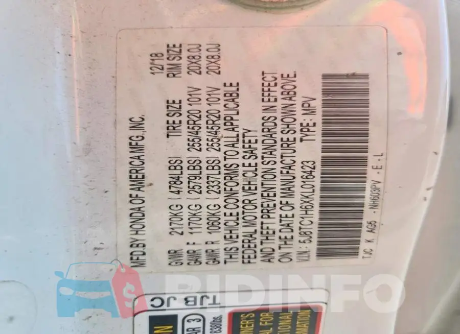 5J8TC1H6XKL016423 Photo# 12