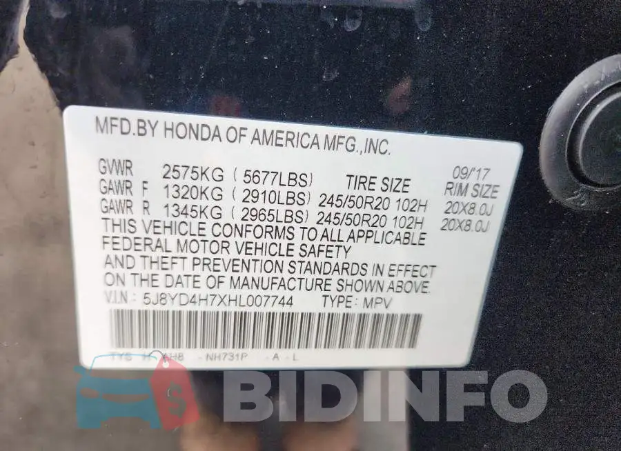 5J8YD4H7XHL007744 Photo# 13